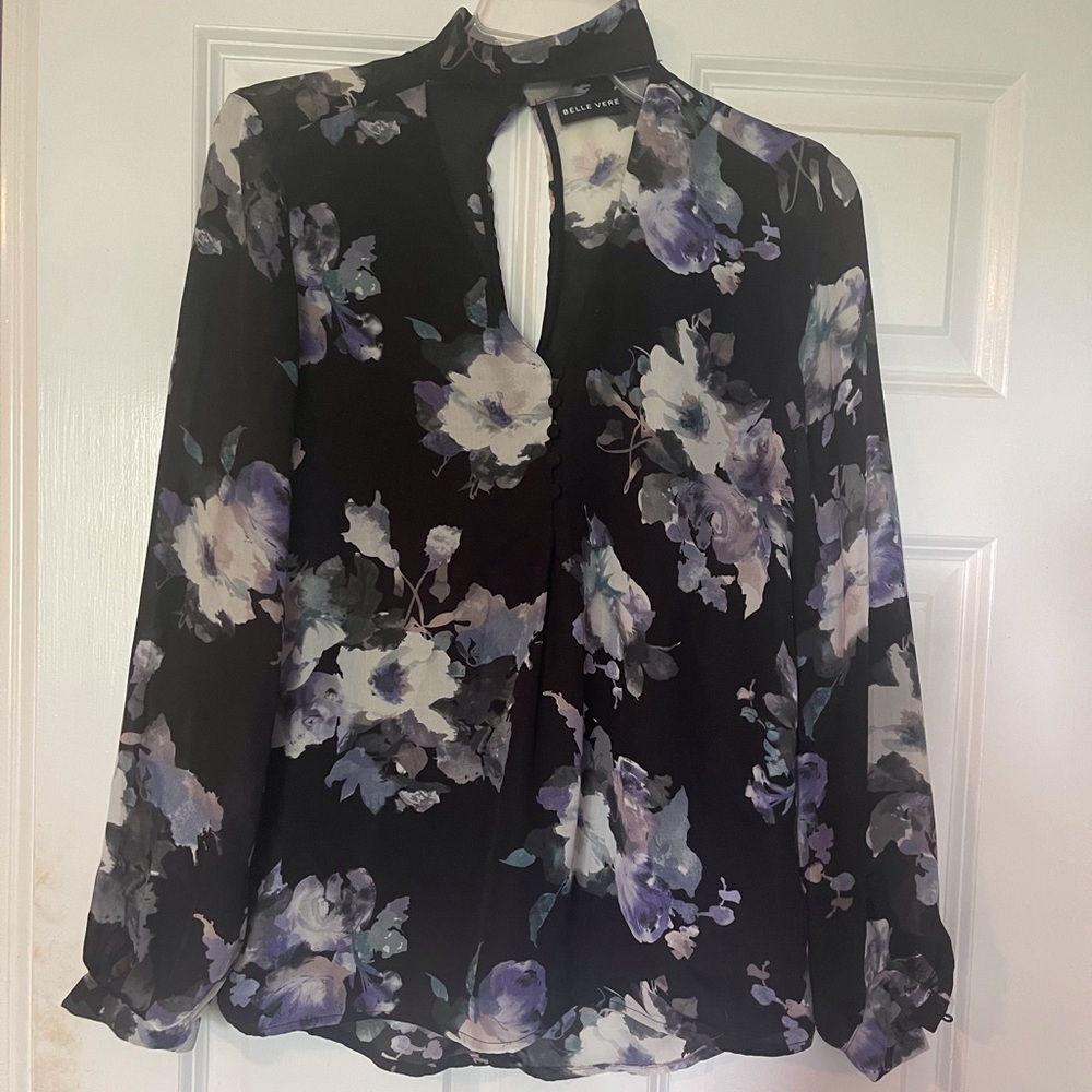 Belle Vere Mock Meck Floral Blouse